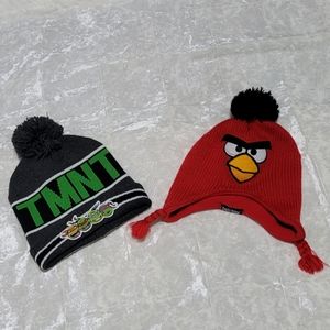 Ninja Turtle Angry Birds Kids Beanie Bundle Set